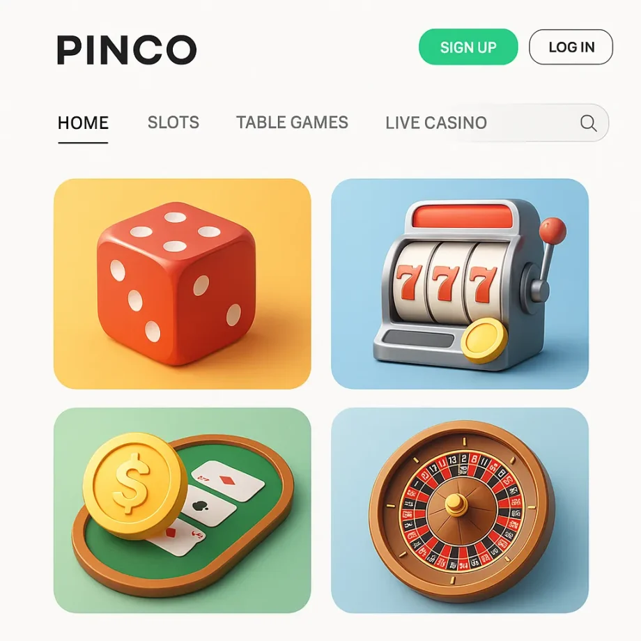 Pinco Casino-da Minimalizm və Sadə Dizayn